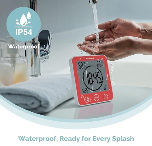 KADAMS Waterproof Digital Shower Timer, Red