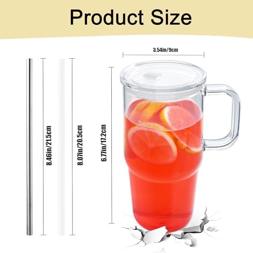 20oz Plastic Tumbler with Handle, 2Pack Clear Tumblers with Lid and
