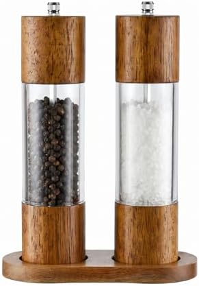 Wood Manual Salt and Pepper Grinder Set, Brown