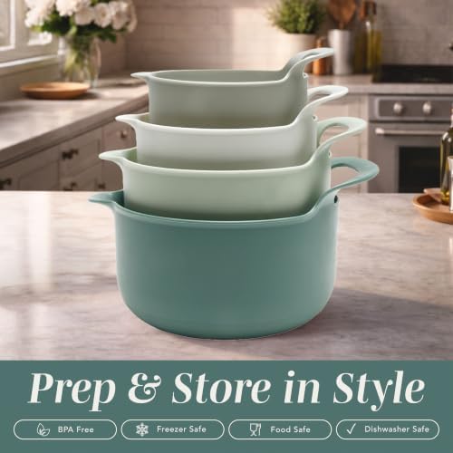 COOK WITH COLOR Nesting Plastic Mixing Bowl Set with Pour Spouts and
