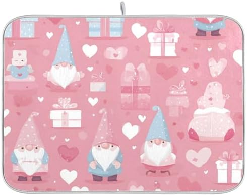 OTVEE Pastel Gnome Pattern Dish Drying Mat for Kitchen Counter