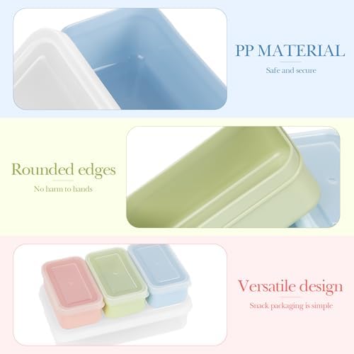 Linkidea 4 Set Mini Snack Containers with 3 Removable Compartments