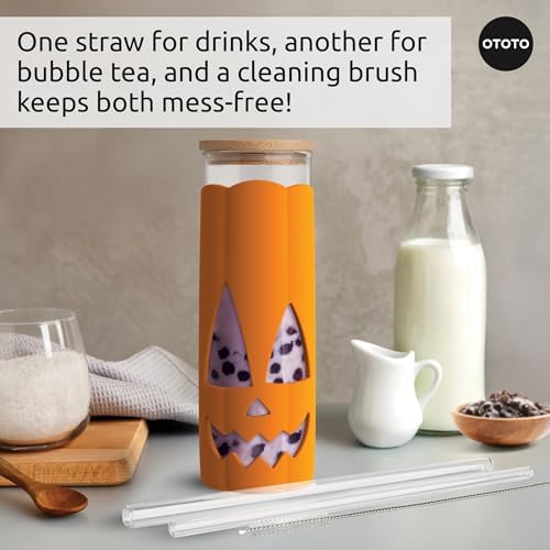 OTOTO NEW Jack-o-Cup Glass Cups with Lid and Straws - Glass Coffee
