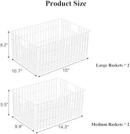 Orgneas Upright Freezer Organizer Bins, Metal Wire Basket