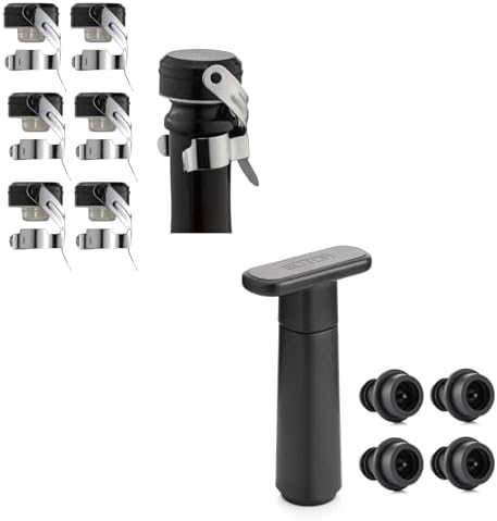 WOTOR Wine Saver Vacuum Pump with 4 Stoppers, Reusable Bottle Sealer