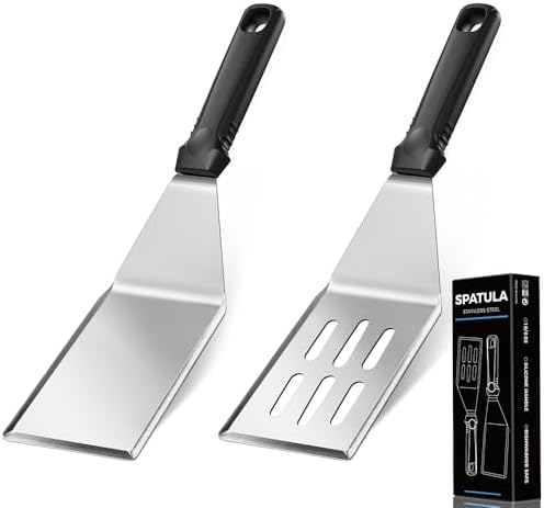 11.8-in 18/0 Stainless Steel Spatulas, Silicone Non-slip Handle