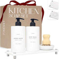 FINESSY White Soap Dispenser Set with Tray and Brush