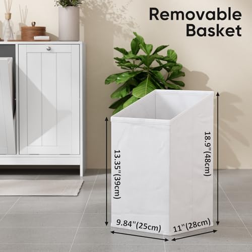 Smart FENDEE Double Tilt Out Laundry Hamper Cabinet, White