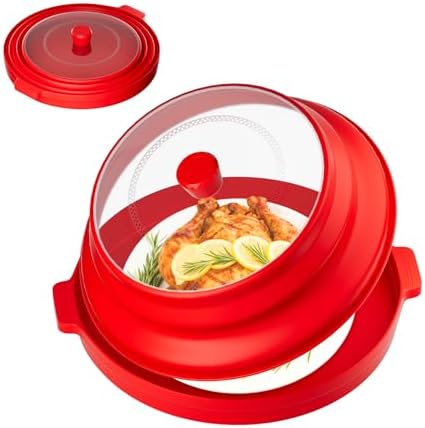 2 in 1 Microwave Splatter Cover for Food with Anti-scald Base Plate