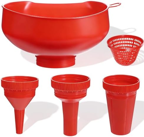 5 Pcs Wide Mouth Funnel, Food Grade Wide Funnels with Strainer Long