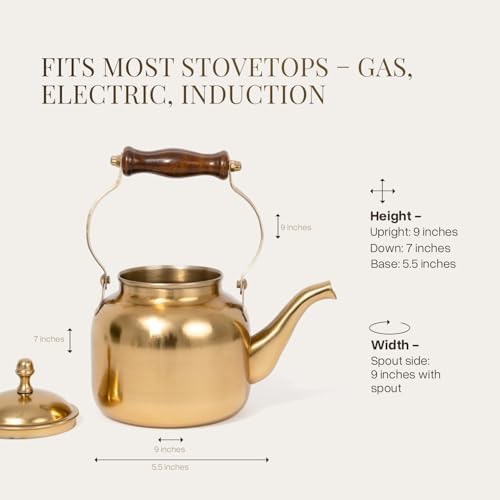 Gold Stainless Steel Whistling Tea Kettle, 1.5L