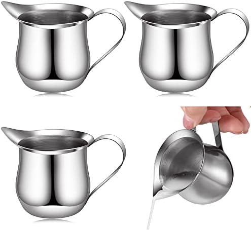 Honeydak 4 Pcs 3 oz Creamer Pitcher, small Stainless Steel Bell