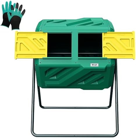 Werph 43 Gal Dual Chamber Compost Tumbler, Green