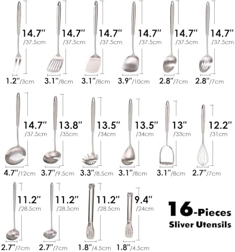 18/10 Stainless Steel 16-Piece Cooking Utensil Set
