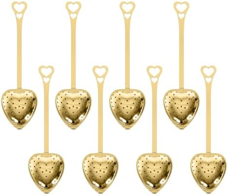 8Pcs Gold Heart-Shaped Stainless Steel Tea Infuser