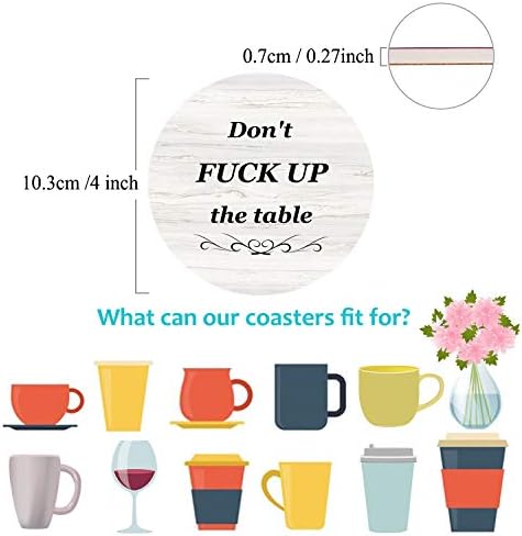 Coasters for Drinks, Funny Drink Coasters Absorbent with Holder 6 Pcs