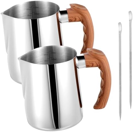 2 Pcs Stainless Steel Milk Frothing Pitcher - 20oz (600ml), Espresso