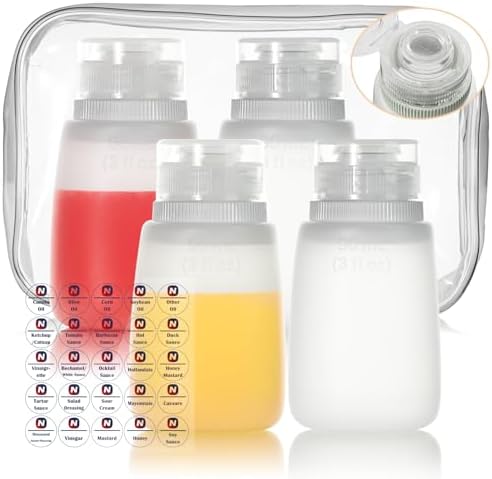 Condiment Squeeze Bottles for Ketchup Hot Sauce Liquids Oil with Caps