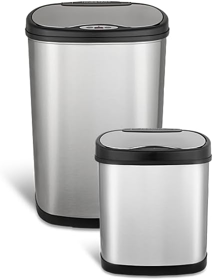Ninestars Two-Piece Automatic Trash Can Set, 13 Gal & 3 Gal