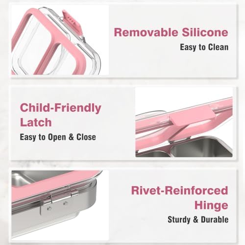 LOHASOK Stainless Steel Bento Lunch Box for Kids with Soup Thermo