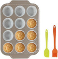 12-Cup Silicone Muffin Pan with Carbon Steel Frame, Non-stick Cupcake