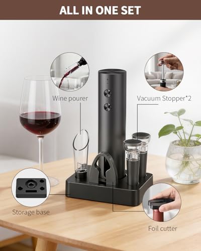CIRCLE JOY Rechargeable Electric Wine Opener, 6-In-1 Cordless Electric