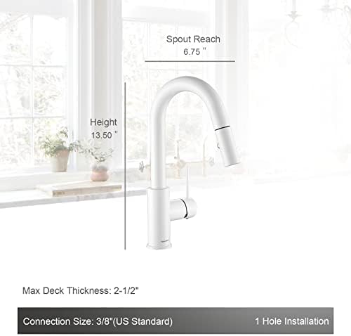 AguaStella AS59W White Bar Faucet with Pull-Down Sprayer
