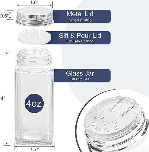 AOZITA Spice Rack Organizer with 28 Empty Spice Jars with Silver Lids