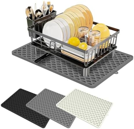 Absorbent Dish Drying Mat 18x13in Double Layer Silicone