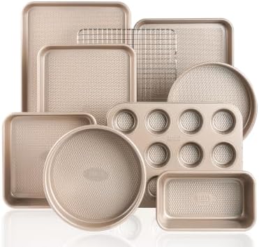 9-Piece Baking Pans Set Nonstick, Stackable Non Toxic Bakeware Sets