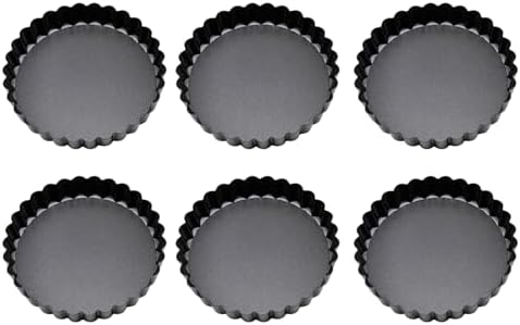 6 Pack Small Mold Set Fluted Baking Pans Convenient Removable Bottom