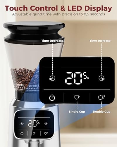 Tuni G2 Conical Burr Coffee Grinder, 70 Settings, Stainless Steel