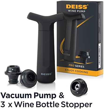 Deiss PRO Vacuum Pump Wine Saver with 3 x Wine Bottle Stopper