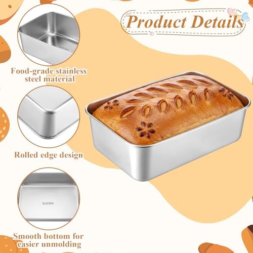 12 Pack 304 Stainless Steel Loaf Pan for Baking, 8.6 x 5.8 Inch