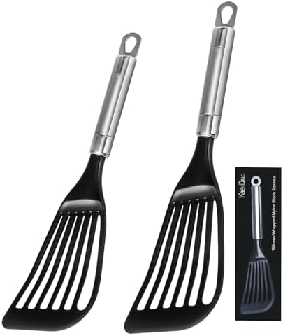 KSENDALO 2 Pack Thin Flexible Fish Spatula for Nonstick Cookware