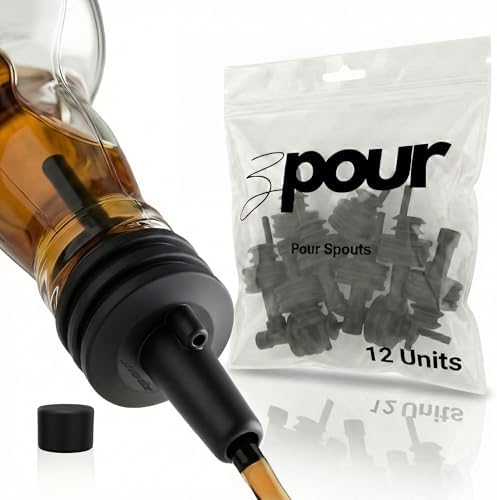 Black Premium Quality Liquor Pour Spouts Pack 12 Reusable Leakproof