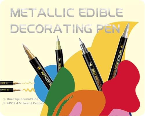 ZJSJSP 4PCS Edible Metallic Markers, Gold and Silver