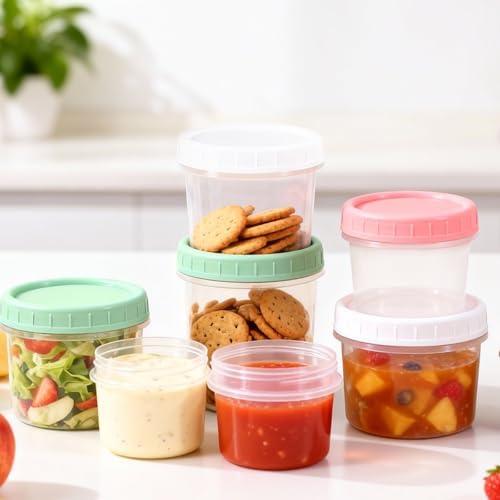 DEMORA 5 oz Small Plastic Containers with Twist on Lids [20 Sets]