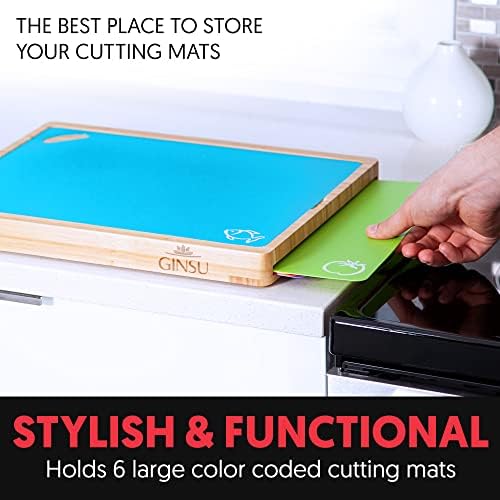 Ginsu Bamboo Cutting Board Set with 6 Mats, Wood Cutting Boards for