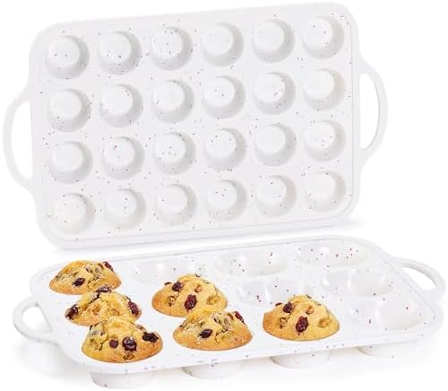 CAKETIME Silicone Muffin Pans for Baking, Metal Reinforced Frame