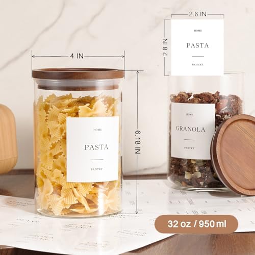 6 Pack Glass Jars with Acacia Lids, 32oz Pantry Airtight Storage