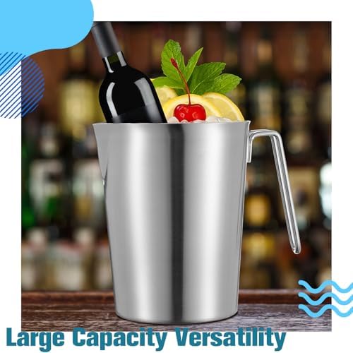 2 Pcs 16 oz Stainless Steel Pitcher with Lid(2 Cup, 500 ML)