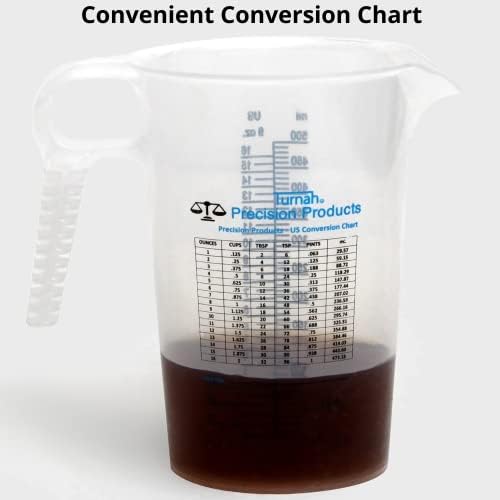 16oz, 1 Pint (2 cup) Measure Pitcher - Convenient Conversion Chart