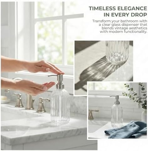 2 Pack Clear Glass Hand Soap Dispenser Set