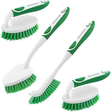 Scrub Brush Set, 4 Pack, Green