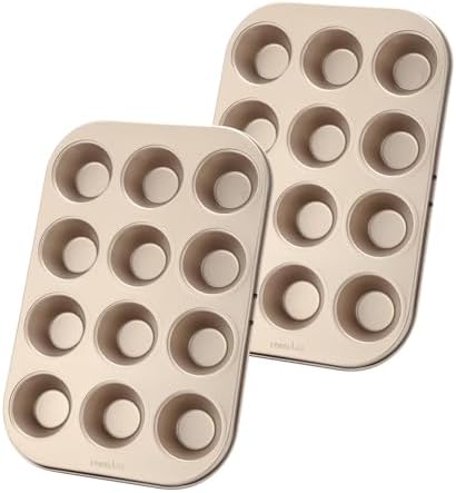Mini Muffin Pan Set, 12-Cup Nonstick Carbon Steel Baking Pans, 2 Pack
