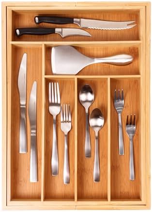 BergHOFF Bamboo 8-Slot Expandable Flatware Organizer Fits Most Kitchen