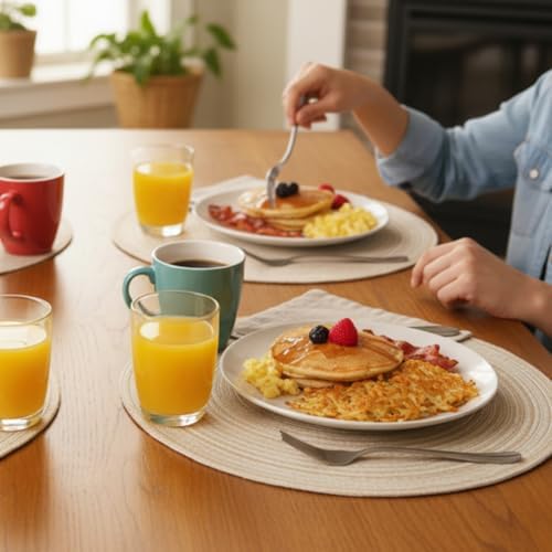 SHACOS Round Braided Placemats Set of 4 Washable Place Mats for Dining