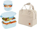 304 Stainless Steel Bento Lunch Box Set with Insulated Bag, Blue