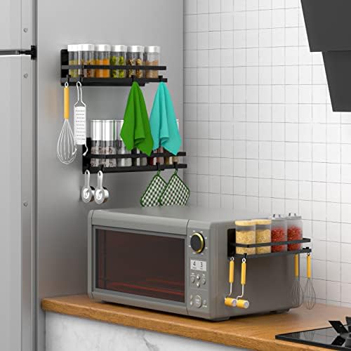 2-Pack Black Magnetic Spice Rack for Refrigerator